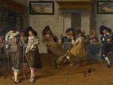 a painting of a group of people in a room