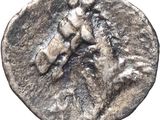 a silver coin with a horse on it on a white background