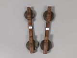 pair of antique wooden wall sconces with brass fittings