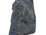 a stone sculpture of a face on a white background