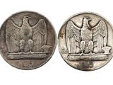 quatre types différents de pièces d'argent sur fond blanc