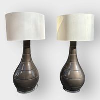 Importante paire de lampes balustre à trois lumières en céra… (photo 4)