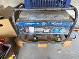 a generator that is sitting on a pallet in a garage