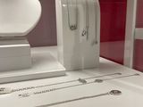 a display case with a variety of jewelry on it