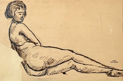 l'image d'un dessin d'une femme assise sur le sol