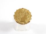 an image of a gold coin sitting on top of a white surface
