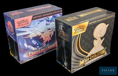 two boxes that are sitting side by side on a black background