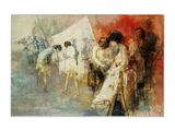 an image of a painting of a group of people on a beach