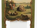 un vieux tableau représentant un groupe d'enfants jouant dans un champ