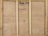 an image of a painting of a wooden frame with writing on it