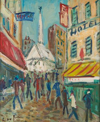 Roland DUBUC (1924-1998) Paysage urbain animé - Photo 1