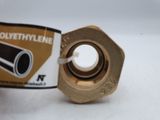 a close up of a metal nut on a white surface