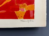 une image représentant une peinture abstraite rouge et jaune