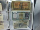 a display case with a lot of different bank notes in it