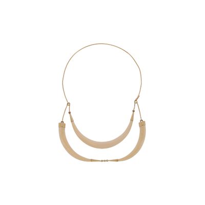 une image représentant un collier composé de trois morceaux de bois sur fond blanc