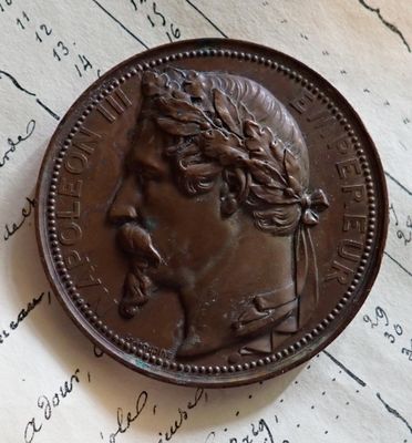 Médaille de table Napoléon III, Palais de l'Industrie, bronz…