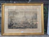 an old picture of a picture of a city in a gold frame