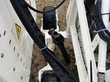 a close up view of a trailer with a tire attached to it