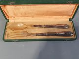 two spoons and a fork in a green case