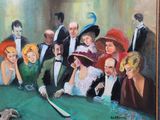 a painting of a group of people sitting at a poker table