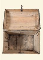 Malle bombée de voyage en bois laqué noir avec renforts en b… (photo 3)