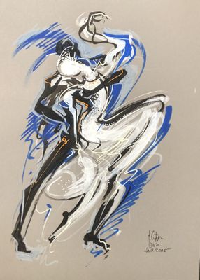 Michel COSTIOU (1947), "Duo", janvier 2025, encre et Posca, …