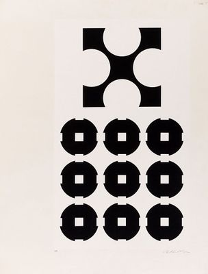 une image représentant un tirage en noir et blanc orné de cercles