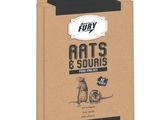 une boîte contenant un chat et une souris, sur fond blanc