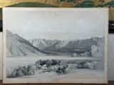 a picture of a drawing of a mountain scene
