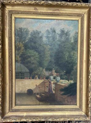 an image of a painting of a woman on a boat in a river
