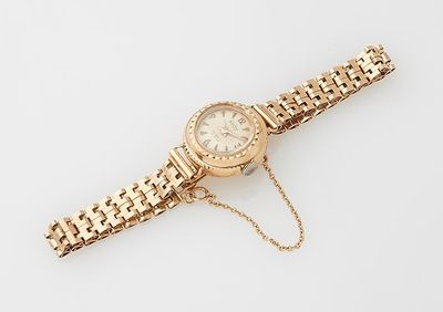 rolex a lady ' s 18ct gold bracelet watch