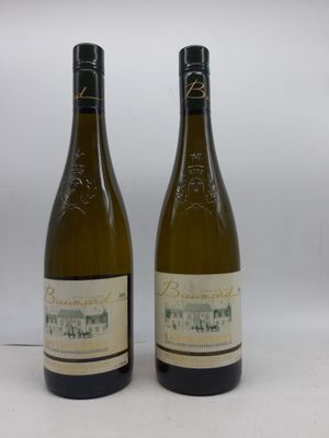 deux bouteilles de vin blanc posées l'une à côté de l'autre sur une table