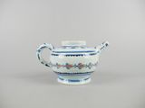 blue and white porcelain teapot with handle and handles
