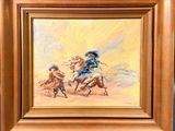tableau représentant un homme à cheval avec un autre homme à cheval