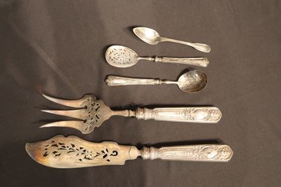 Couvert de service à poisson manche en argent fourré + deux …