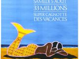 une affiche annonçant le tirage du loto d'une cagnotte de 3 millions de dollars sur la plage