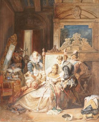 ÉCOLE ROMANTIQUE XIXe siècle, Catherine de Médicis apprenant… - Photo 1