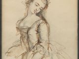l'image d'un dessin d'une femme en robe