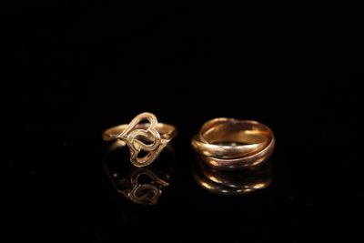 Bague à trois anneaux aux trois ors en or 18 K (750). Dans l…