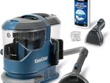 an image of a blue vacuum cleaner and cleaning supplies on a white background