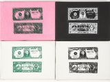 quatre types différents de billets de banque sont représentés sur un fond blanc