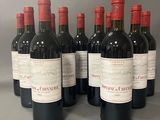 six bouteilles de vin rouge alignées sur une table