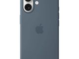 l'arrière d'une coque d'iPhone bleue ornée du logo Apple