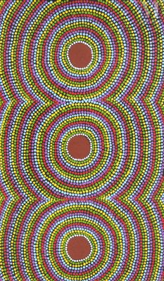 une image représentant un tableau composé de cercles sur fond rouge