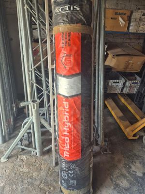 a fire hydrant that is wrapped up in a garage