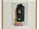 painting of a black suitcase and a pink suitcase on a white background