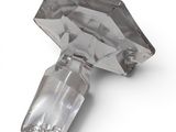 a clear glass object on a white surface with a white background