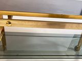brass and glass coffee table with glass top