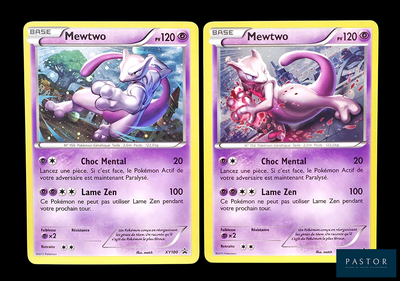 two pokemon cards with a picture of a cat and a dog