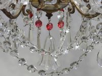 Lustre en verre et laiton à six bras de lumière, à décor de … (photo 5)